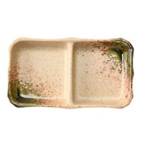 アースモス 仕切り皿 伊賀織部 二品皿(中) [5個入] vac-207-07020（直送品）