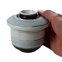 アースモス 蓋物 淡彩ライン 蒸し碗(大) [3個入] vac-301-09002（直送品）