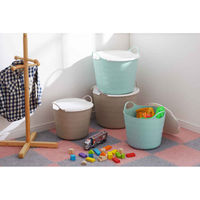 SANKA バスケット 収納 ふた付き Mサイズ squ+ バルンバ ソフトバスケット 日本製 ブルー 312782 1個（直送品）