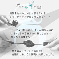 オウルテック 片引き 巻取り式 Type-A Lightning ケーブル ホワイト75cm OWL-CBKRALT75-WH 1個