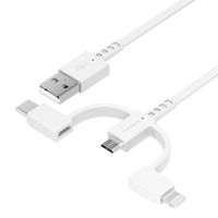 オウルテック 軽量コンパクトな巻き取り式3in1マルチケーブル ホワイト 1m OWL-CBR2AMLC10-WH 1個