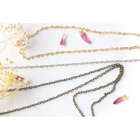 日本紐釦貿易 ハートチェーン 3mの切売カット 約:径線0.25mm 外径約W2.1×H1.3mm 内径0.5mm アンティークゴールド（直送品）