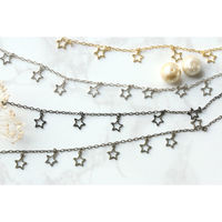 日本紐釦貿易 チェーン 3mの切売カット 星型 内径約1mm 径線約0.5mm 星W6mm ゴールド KH73（直送品）