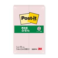 スリーエム(3M) ポストイット ふせん 付箋 再生紙 75mm×25mm ピンク 1セット（2冊入×10） 500RP-PN