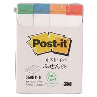 スリーエム(3M) ポストイット ふせん 付箋 再生紙 75mm×14mm レインボー4色 1セット（4冊入×10） 560RP-R