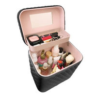 粧美堂 合皮バニティーケース　黒 TP12216 1セット(3個)（直送品）