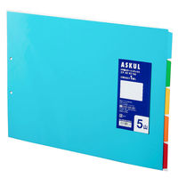 アスクル カラーインデックス A3ヨコ インデックスシート 2穴 5山 PP製 1組  オリジナル（わけあり品）