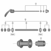 シマノ Y3F998030 FHーMT200ーB ハブ軸組立品 141mm 1セット(3個)（直送品）