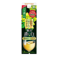 サントリー 酸化防止剤無添加のおいしいワイン。濃い白　白ワイン　やや甘口　1.8L 紙パック 1セット（12本）