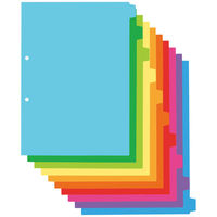 アスクル カラーインデックス A4タテ インデックスシート 2穴 10山 PP製 1組  オリジナル（わけあり品）