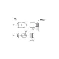 スリーナイン島野 真鍮 12ミリダボ 7号女12x9 ゴールド(8個入) 15706 1セット(5袋)（直送品）