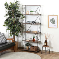 不二貿易 EZBO ワイヤーラック ６段 幅620×奥行310×高さ1700mm ミディアムブラウン 77547 1台（直送品）