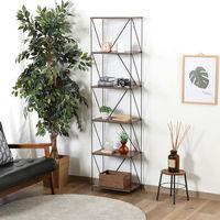 不二貿易 EZBO ワイヤーラック ６段 幅420×奥行310×高さ1700mm ミディアムブラウン 77546 1台（直送品）