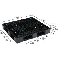 三甲 パレットD4-1112-2再生ブラック 81300800BKRCP 1セット（2個入）（直送品）