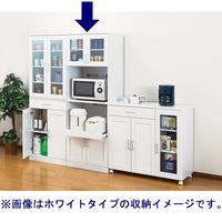 ファミリー・ライフ メッテ キッチン収納シリーズ レンジ台 ホワイト たっぷり奥行タイプ 幅600×奥行480×高さ1800mm 1台（直送品）