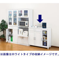 ファミリー・ライフ メッテ キッチン収納シリーズ カウンターワゴン ホワイト たっぷり奥行タイプ 幅900×奥行480×高さ900mm 1台（直送品）