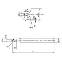 オーエスジー ハイス面取りエンドミル(VコートXPM3刃コーナラウンディング) VーXPMーECR 2mm×R3 2XR3 1本（直送品）