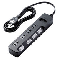 延長コード 電源タップ 2.5m 4個口 個別スイッチ 雷ガード ほこり防止 黒 AVT-K6A-2425BK エレコム 1個（直送品）