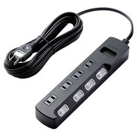 延長コード 電源タップ 5m 4個口 個別スイッチ 雷ガード ほこり防止 黒 AVT-K6A-2450BK エレコム 1個（直送品）