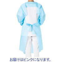 川西工業　ガードファイン ポリエチレン袖付きエプロン フィンガーフック ピンク 4443 1箱（10枚入）