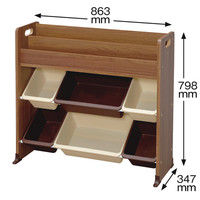 アイリスオーヤマ 絵本棚付 トイハウスラック 幅86.3×奥行34.7×高さ79.8cm A4 子供用家具 収納 ウォールナットブラウン ETHR-26 １台