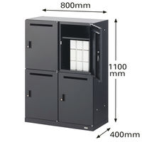 オカムラ スチール収納VILLAGE ４人用モバイル収納（シリンダー錠） 本体（下置き） 幅800×奥行400×高さ1100mm ブラック 1台（取寄品）