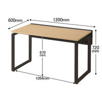Ceha プレノデスクシステム 平机 引出し無し オーク天板/ブラック脚 幅1200×奥行600×高さ720mm 1台 (3梱包) オフィスデスク 事務机