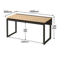 Ceha プレノデスクシステム 平机 引出し付き オーク天板/ブラック脚 幅1400×奥行600×高さ720mm 1台 (4梱包)