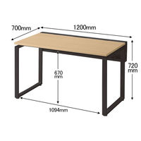 Ceha プレノデスクシステム 平机 引出し無し オーク天板/ブラック脚 幅1200×奥行700×高さ720mm 1台 (3梱包)