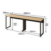 Ceha プレノデスクシステム フリーアドレスデスク 2連 引出し無し オーク天板/ブラック脚 幅2000×奥行600×高さ720mm 1台 (6梱包)