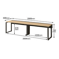 Ceha プレノデスクシステム フリーアドレスデスク 2連 引出し無し オーク天板/ブラック脚 幅2800×奥行600×高さ720mm 1台 (6梱包)