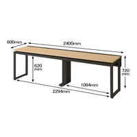 Ceha プレノデスクシステム フリーアドレスデスク 2連 引出し付き オーク天板/ブラック脚 幅2400×奥行600×高さ720mm 1台 (8梱包)