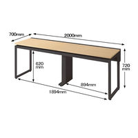 Ceha プレノデスクシステム フリーアドレスデスク 2連 引出し付き オーク天板/ブラック脚 幅2000×奥行700×高さ720mm 1台 (8梱包)