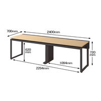 Ceha プレノデスクシステム フリーアドレスデスク 2連 引出し付き オーク天板/ブラック脚 幅2400×奥行700×高さ720mm 1台 (8梱包)