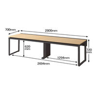 Ceha プレノデスクシステム フリーアドレスデスク 2連 引出し付き オーク天板/ブラック脚 幅2800×奥行700×高さ720mm 1台 (8梱包)