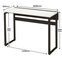 Ceha プレノデスクシステム ハイデスク 引出し無し ホワイト天板/ブラック脚 幅1400×奥行600×高さ1000mm 1台 (4梱包)