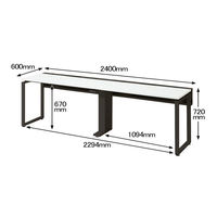 Ceha プレノデスクシステム フリーアドレスデスク 2連 引出し無し ホワイト天板/ブラック脚 幅2400×奥行600×高さ720mm 1台 (6梱包)
