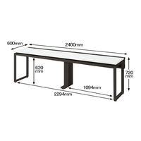 Ceha プレノデスクシステム フリーアドレスデスク 2連 引出し付き ホワイト天板/ブラック脚 幅2400×奥行600×高さ720mm 1台 (8梱包)