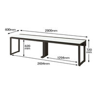 Ceha プレノデスクシステム フリーアドレスデスク 2連 引出し付き ホワイト天板/ブラック脚 幅2800×奥行600×高さ720mm 1台 (8梱包)
