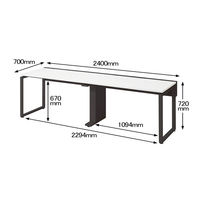 Ceha プレノデスクシステム フリーアドレスデスク 2連 引出し無し ホワイト天板/ブラック脚 幅2400×奥行700×高さ720mm 1台 (6梱包)