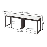 Ceha プレノデスクシステム フリーアドレスデスク 2連 引出し付き ホワイト天板/ブラック脚 幅2000×奥行700×高さ720mm 1台 (8梱包)