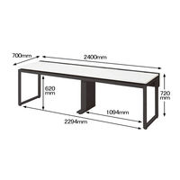 Ceha プレノデスクシステム フリーアドレスデスク 2連 引出し付き ホワイト天板/ブラック脚 幅2400×奥行700×高さ720mm 1台 (8梱包)