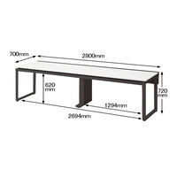 Ceha プレノデスクシステム フリーアドレスデスク 2連 引出し付き ホワイト天板/ブラック脚 幅2800×奥行700×高さ720mm 1台 (8梱包)