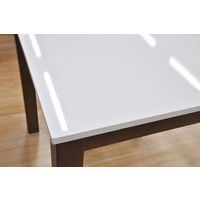 エイ・アイ・エス 白鏡面ダイニングテーブル135 ブラウン 幅1350×奥行800×高さ700mm 1台（直送品）