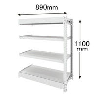 オカムラ BRIO ブリオ 連結用セット 天地4段 ホワイトフレーム スチール棚 ネオホワイト 幅890×奥行450×高さ1100mm 601176 （取寄品）