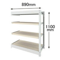 オカムラ BRIO ブリオ 連結用セット 天地4段 ホワイトフレーム 木棚板 プライズウッドライト 幅890×奥行450×高さ1100mm 6011 （取寄品）