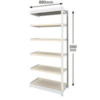 オカムラ BRIO ブリオ 連結用セット 天地6段 ホワイトフレーム 木棚板 プライズウッドライト 幅890×奥行450×高さ2000mm 6011 （取寄品）