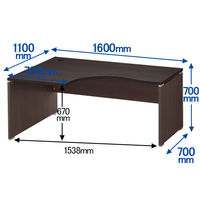 【組立設置込】ARAN WORLD EIDOS エイドス L型机左用 ダークブラウン 幅1600×奥行1100×高さ700mm 1台（2梱包）