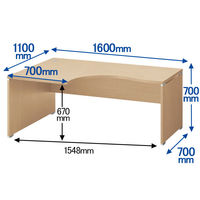 【組立設置込】ARAN WORLD EIDOS エイドス L型机左用 ライトオーク 幅1600×奥行1100×高さ700mm 1台（2梱包）
