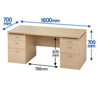 【組立設置込】ARAN WORLD EIDOS エイドス 両袖机 ライトオーク 幅1600×奥行700×高さ700mm 1台（3梱包）